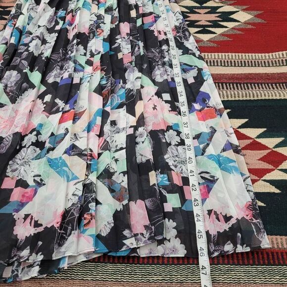 Rebecca Minkoff Pleated Midi Wrap Dress Sz S Floral Abstract Multi Color Feminin - Picture 9 of 9